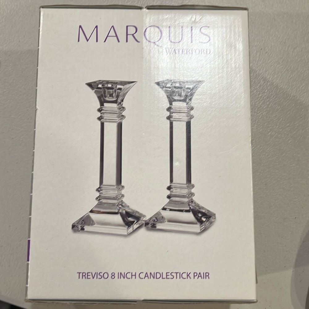 Marquis by Waterford Crystal Treviso 8 Inch Candlestick Pair